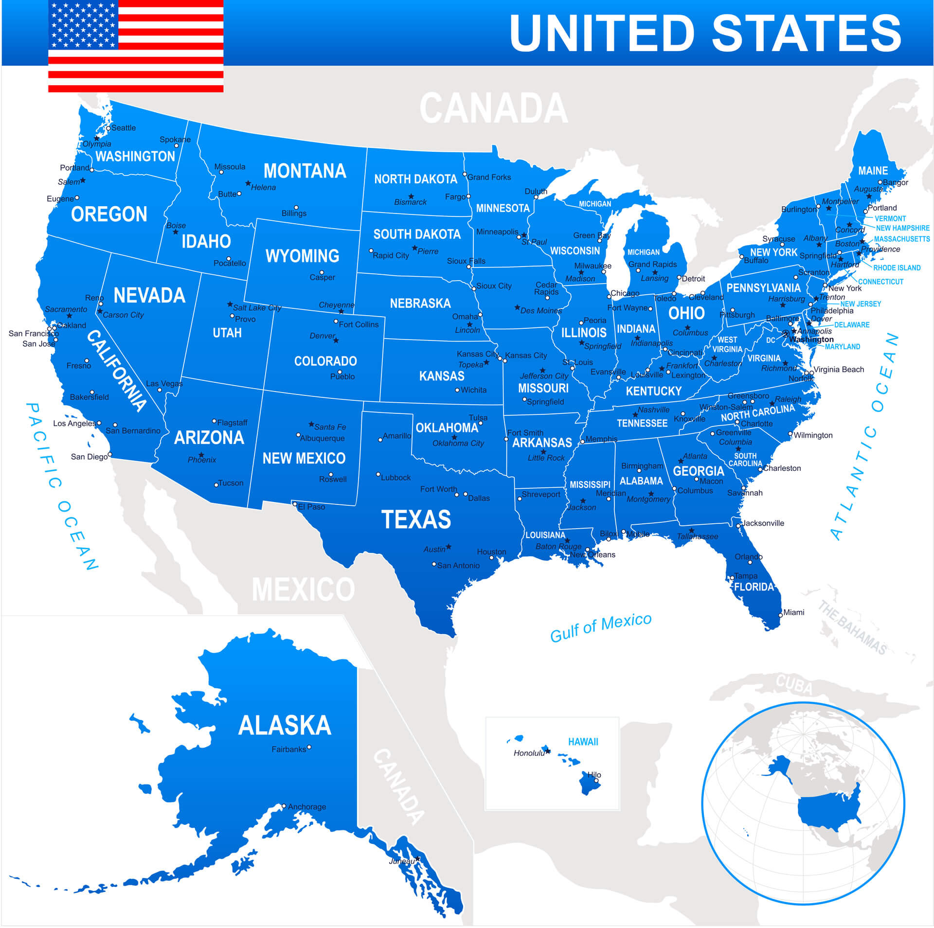 Map of USA Vector Illustration Image